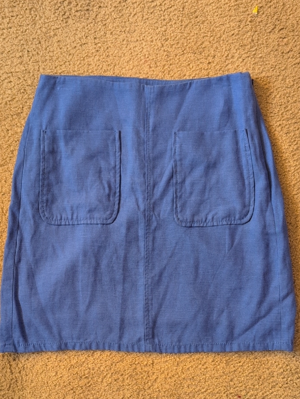 LOFT Indigo Blue Midi Skirt with Front Patch Pockets